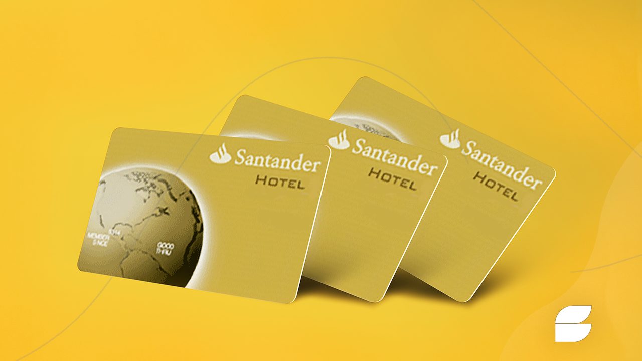 três cartões santander hotel enfileirados